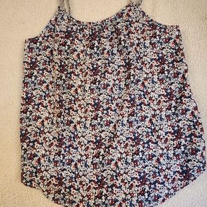 Faded Glory Floral Tank Top - Red, Blue, White